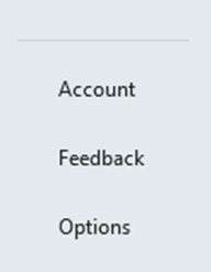 Account, feedback and options