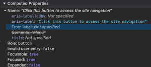 A screenshot of the accessibility pane in Chrome's DevTools, showing the AccName computation at work