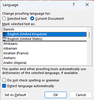 Language modal