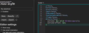 The stylus interface with our CSS style pasted in to the code editor