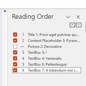 Reading order pane