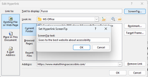 Set hyperlink screentip