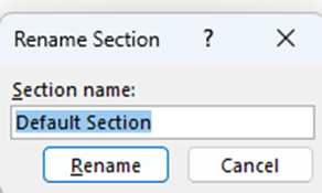 Rename section dialog box