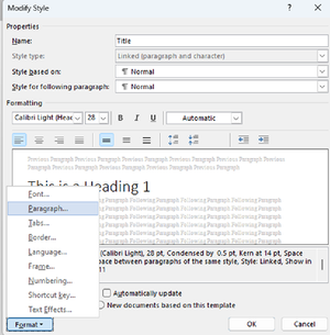 Modify style format paragraph