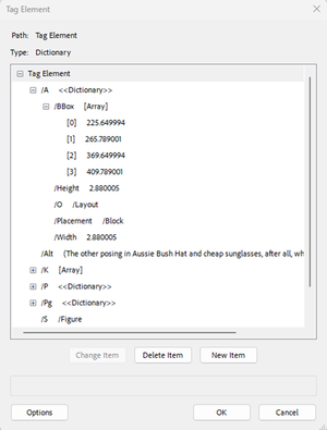 Tag element dialog box