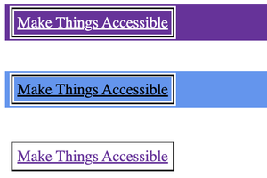 The 3 links with various backgrounds, using the smae effect as the previous example, this time the innermost and outermost rings are 2px thick as opposed to 1px.