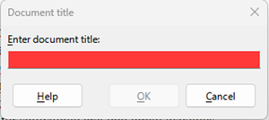Enter document title in document title dialog box