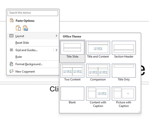 Layout then office theme and title slide 
