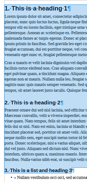 Headings with handwritten numbers