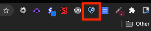 Screenshot of the Accessibility Insights icon button, in Chrome's extension bar