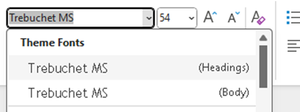 Headings and body fonts