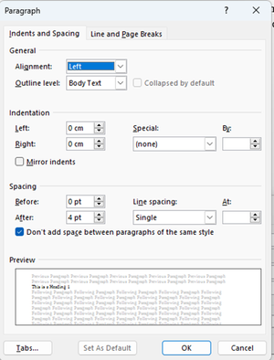 Paragraph modal
